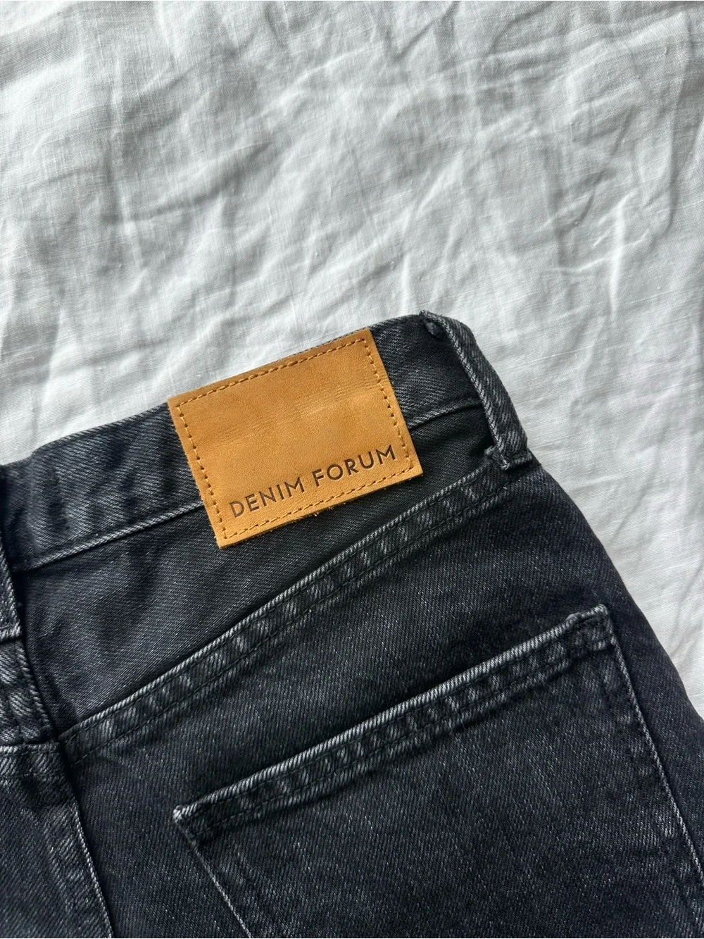 Denim Forum Black High-Rise Bermuda Denim Shorts